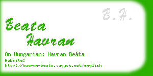beata havran business card