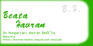 beata havran business card